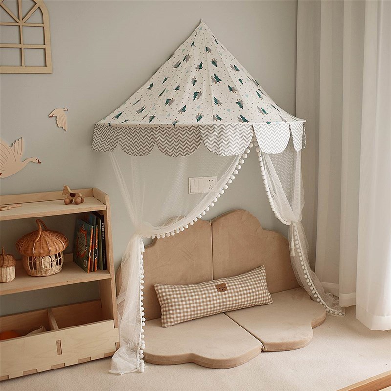 儿童帐篷半月挂墙读书角幼儿园环创阅读角娃娃家公主屋挂壁床幔