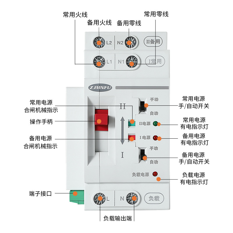 双电源自动转换开关220V导轨型63A双路毫秒切换不断电自动转换器