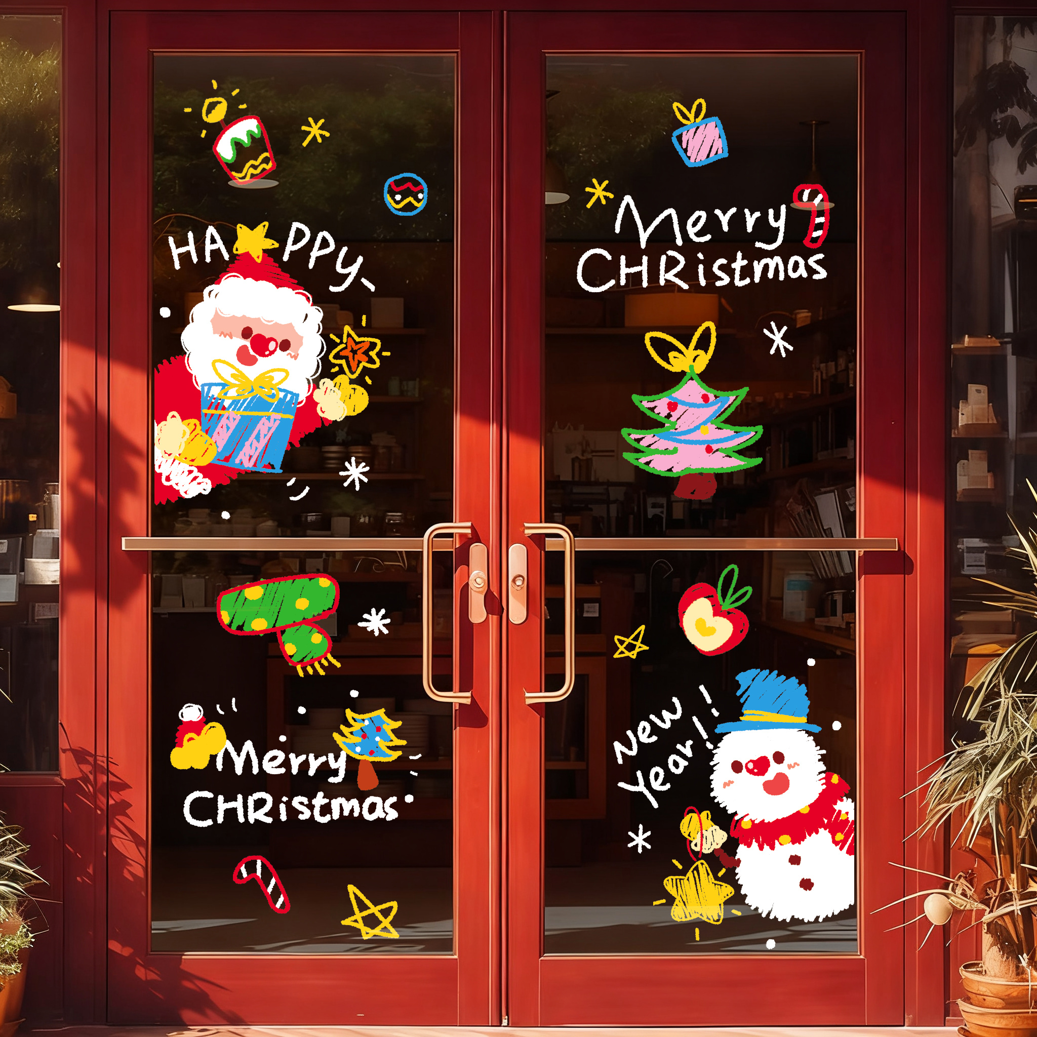 圣诞装饰玻璃静电贴雪花商铺橱窗