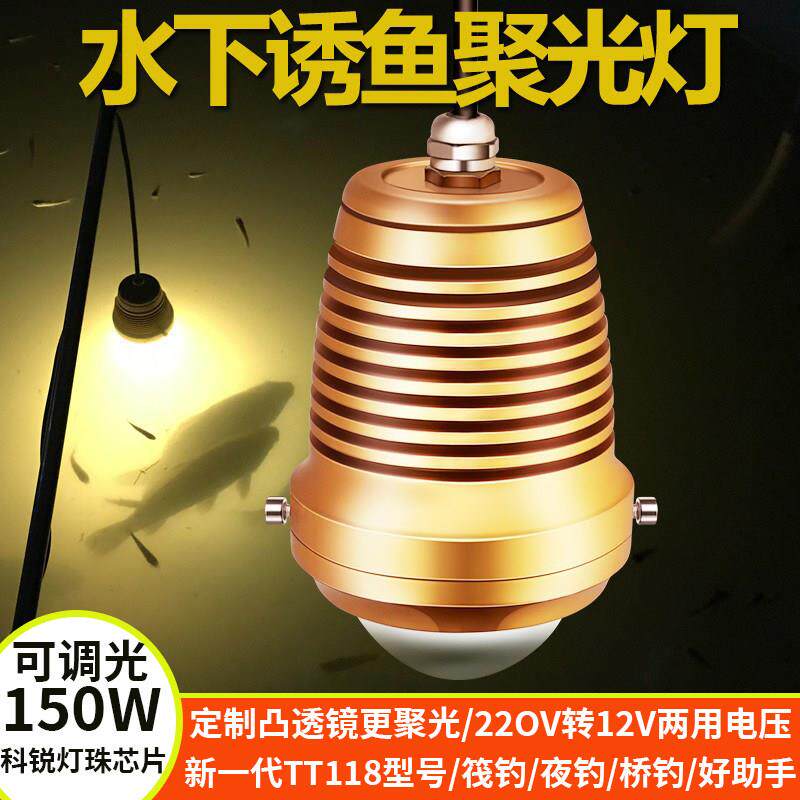12v水下诱鱼灯集鱼聚鱼引鱼夜钓海钓灯筏钓黄光超亮翘嘴led专用灯