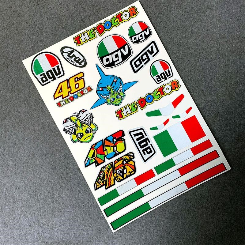 适用AGV Rossi罗西头盔贴纸46号摩托车贴纸防水反光贴花改装赛车