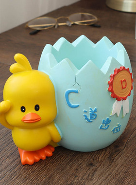 小黄鸭笔筒可爱卡通网红桌面摆件创意鸭子家居书房卧室儿童房装饰