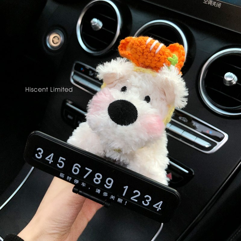 可爱西高地小狗临时停车牌电话号码挪车牌创意摆件新年装饰品礼物