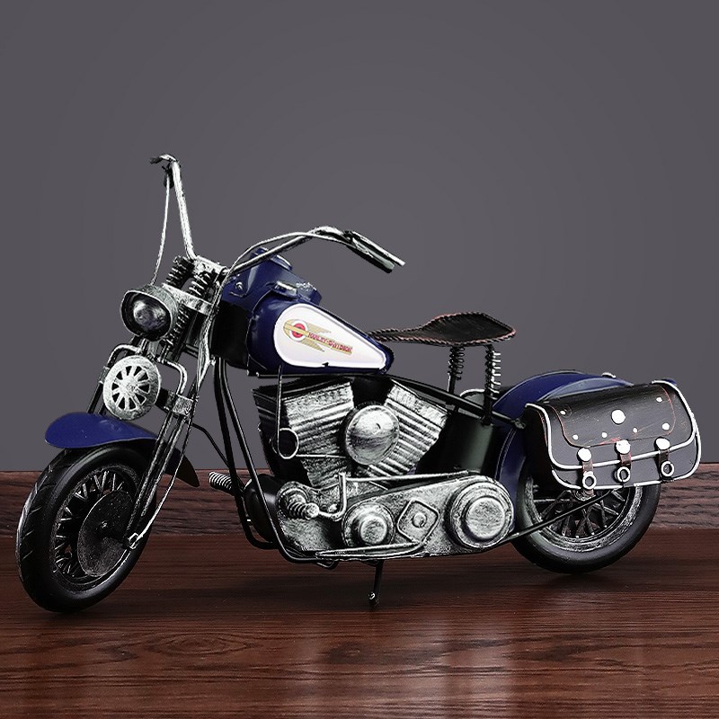 复古怀旧哈雷摩托车客厅电视柜酒柜仿真铁艺车模型家居装饰品摆件