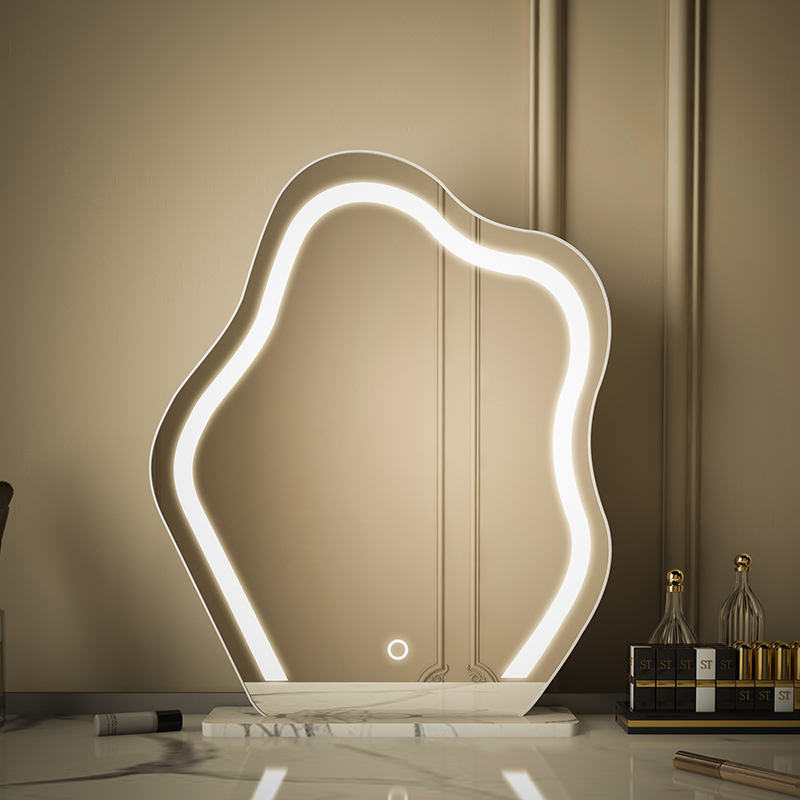 台式桌面智能led灯梳妆台云朵化妆镜网红异形卧室化妆补光不规则