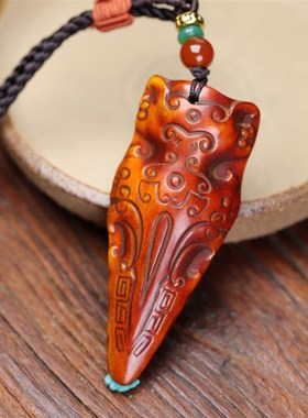 天然西藏老料牦牛骨开片包浆瑞兽金刚杵吊坠男女文玩项链挂饰品