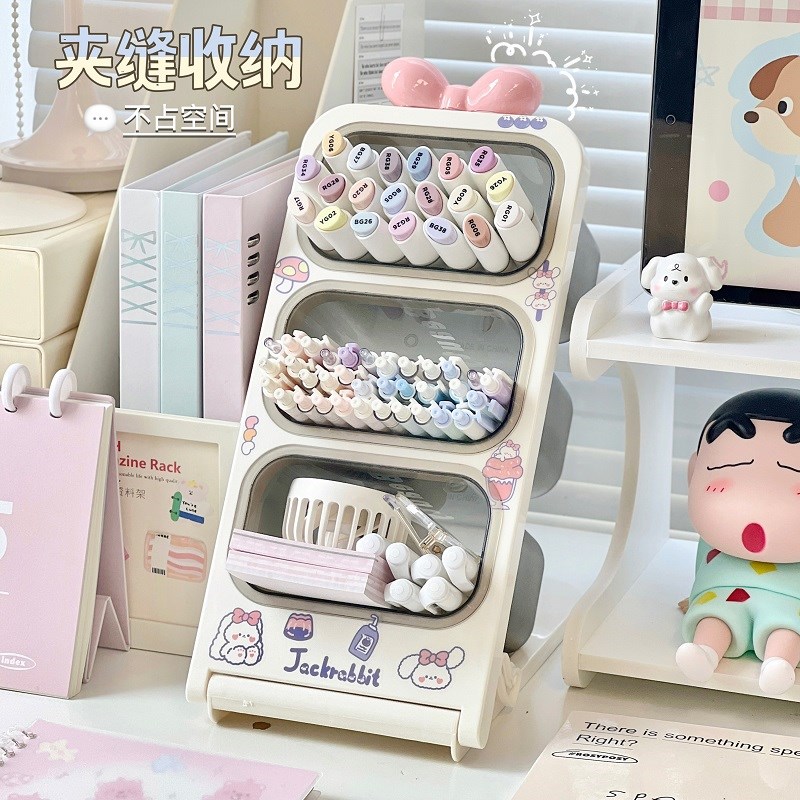 桌面笔筒收纳盒斜插式笔架置物架学生宿舍书桌办公室整理神器盒子