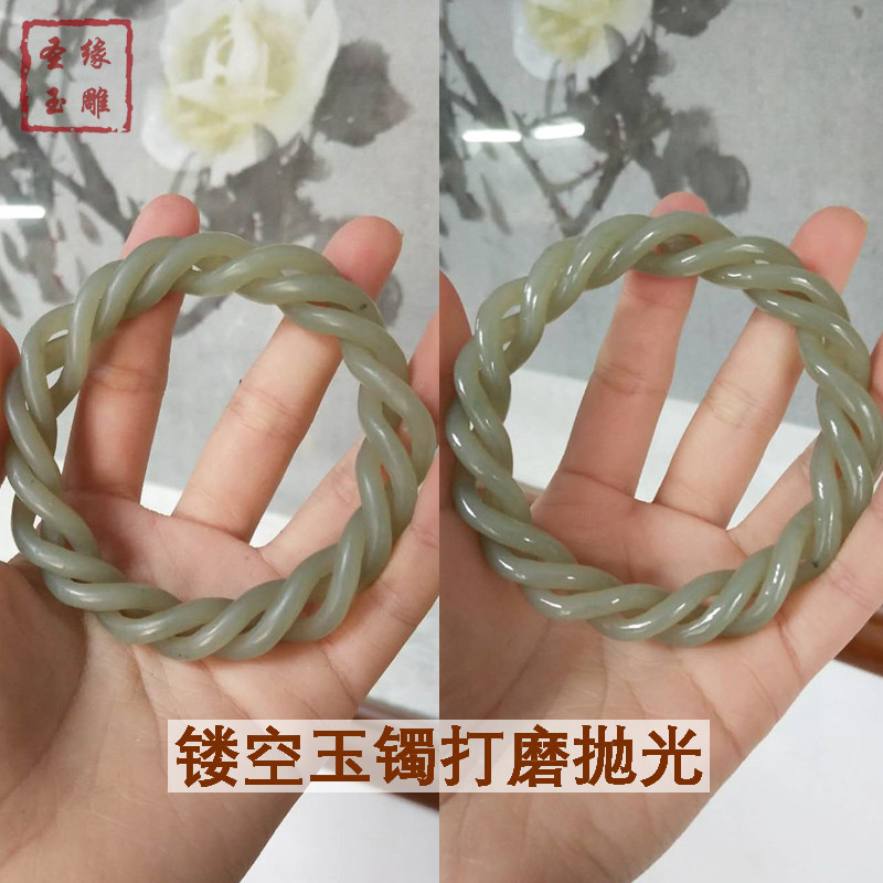 翡翠手镯打磨抛光翻新 和田玉镯修复维修 旧玉器扩圈打薄改窄加工