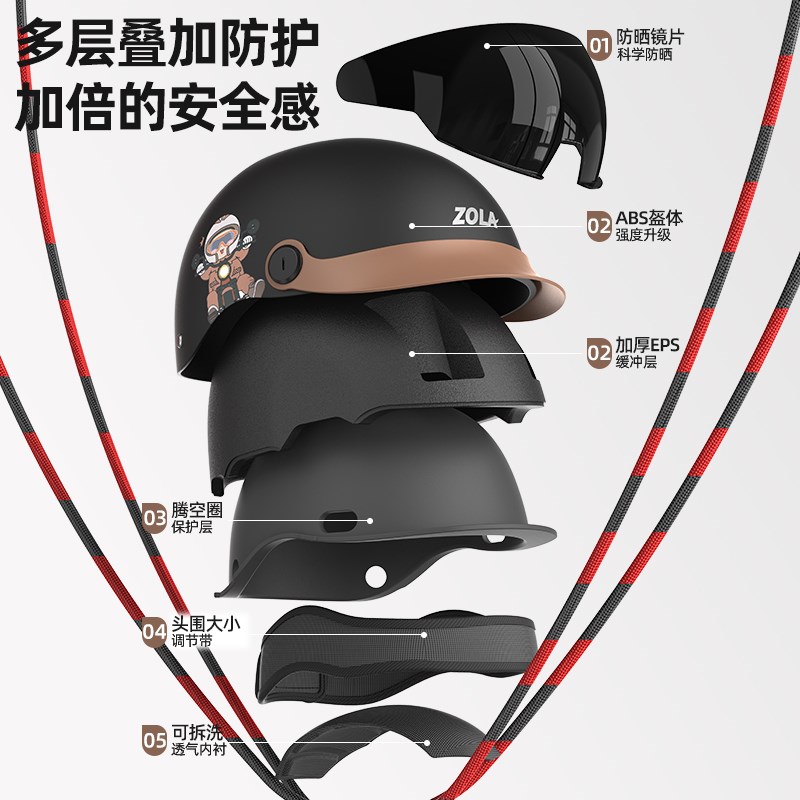 新国标3C认证电动摩托车头盔男女士冬季复古半盔四季透气轻便头盔