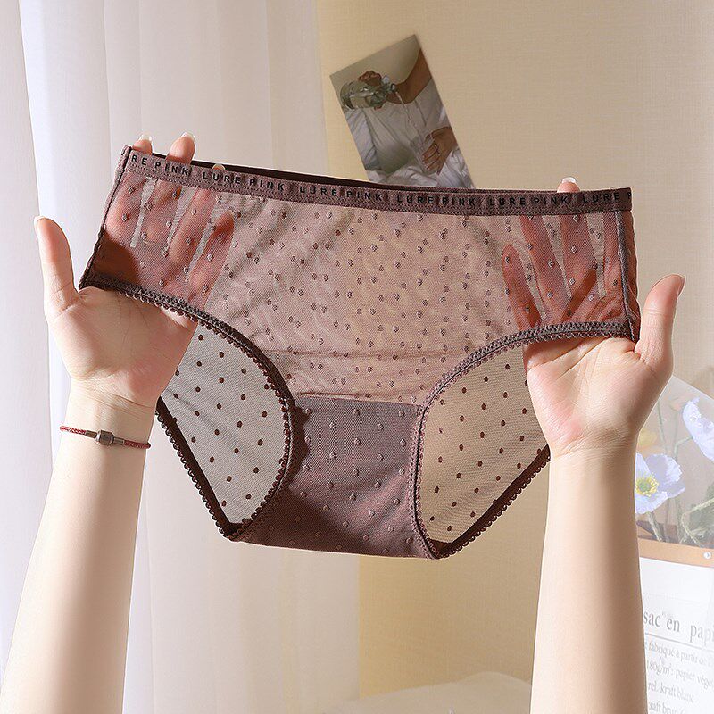透明内裤女款蕾丝网纱性感勾人低腰超薄透气无痕冰丝女士三角裤夏