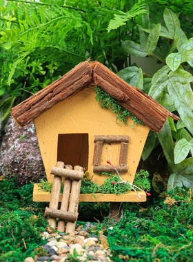 创意木屋摆件小房子花园装饰户外庭F院别墅造景道具幼儿园鸟窝布