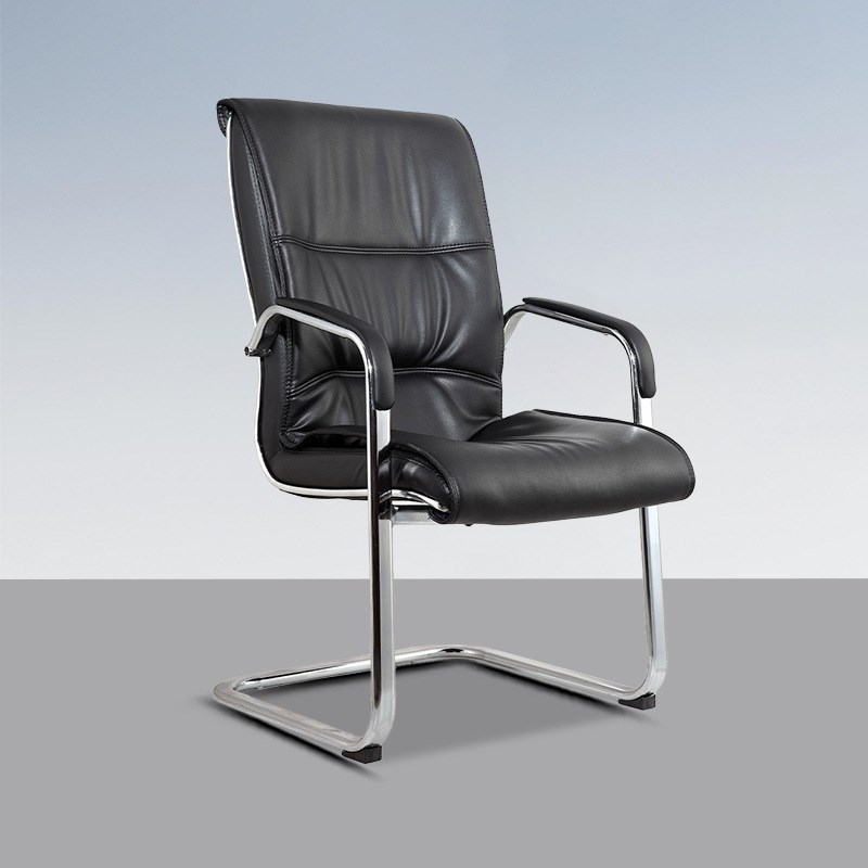 现代简约弓形皮质办n公椅舒适久坐靠背老板椅办公室职员洽谈会议