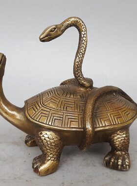 实体纯铜瑞兽玄武四灵兽 蛇蛇雕塑摆件铜款爆 龟龟动物店