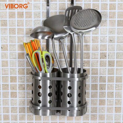 461-BS壁挂式置物架3011厨房钩O厨房域堡 不锈钢筷子筒香港双筒