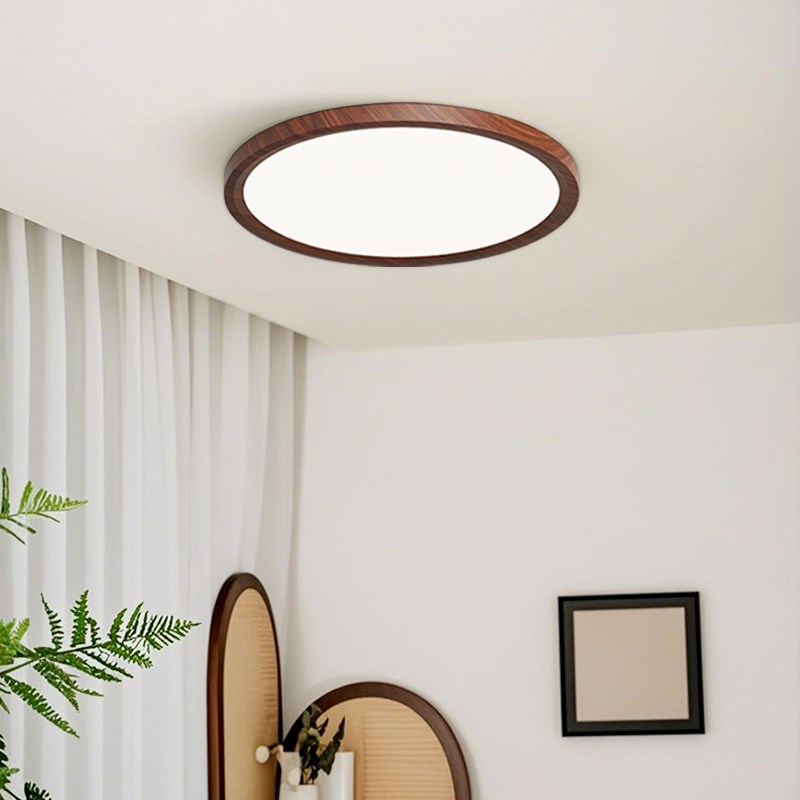 走廊过道吸顶灯超薄无p缝卧室灯具山胡桃木中复古风阳台玄关灯002