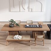 泡茶台禅意茶桌椅组合侘寂木质茶艺桌新中式 茶室家具风实木大板桌