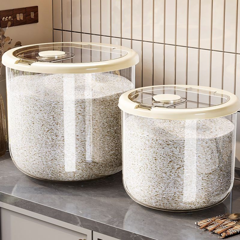 圆形大容量米桶厨房防潮储粮密封透明H杂粮粗粮储米箱防虫家用加