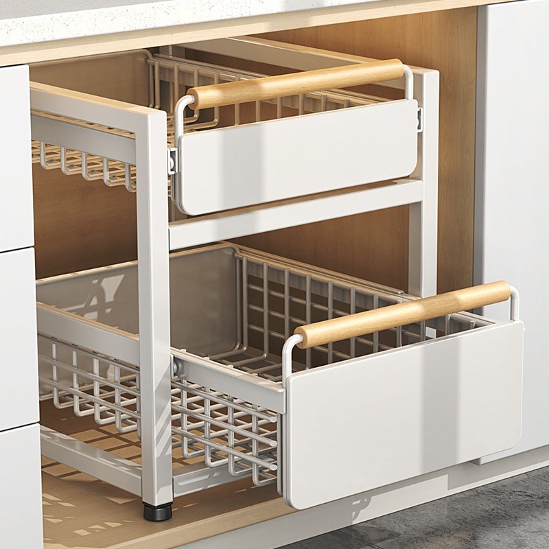 厨房单层抽拉免安装碗碟柜内放A置收纳架碗架抽屉式置物架分隔碗