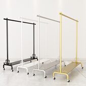 晒衣架阳台卧室挂衣架折叠室内轻奢货架单杆轮子带晾衣架落地凉衣