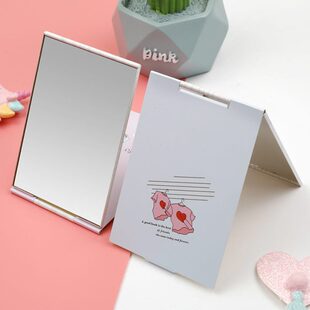 创意女高档化妆镜折叠小镜子便携镜简约镜迷你卡通随身单面铝方形