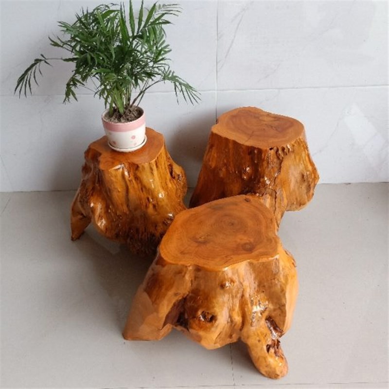 根雕凳子树根原木墩m子树桩盆景树头底座花架茶几茶海凳子实木墩