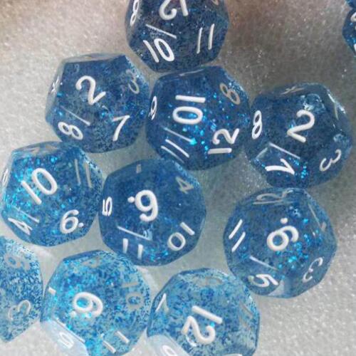 6骰子闪粉20O C 10跑团  浅蓝幻8透明nd C彩12配件d4数字桌游 面
