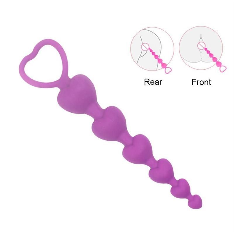 云满18.5cm心形肛门珠子O塞硅胶肛门刺激