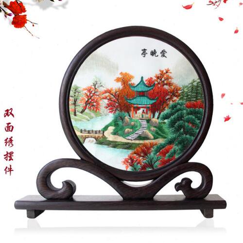 湘绣 虎福 虎年吉祥 爱晚亭 装饰画 双面绣 摆件 手工刺绣画礼品