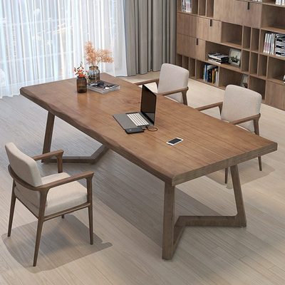 实木长条客厅书桌餐书桌一体原木风自然边简约学习桌办公泡茶桌