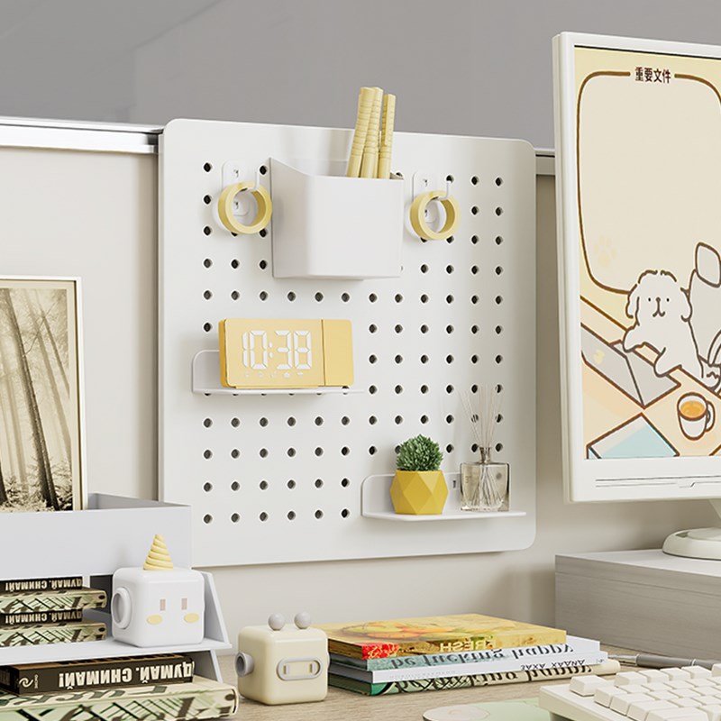 工位洞洞板挂式i办公室好物收纳置物架桌面改造神器挡板屏风悬挂