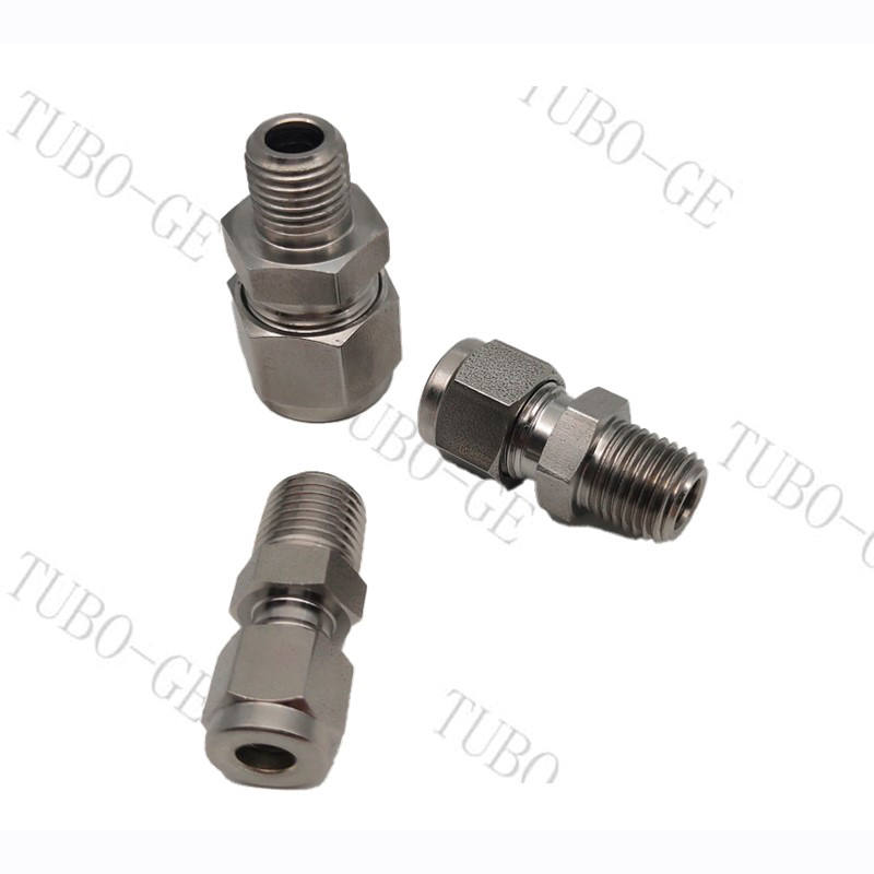 MC1/4NPT外螺纹转1/4s卡套锈钢316L减压阀转接头1/8PT外丝螺母镀