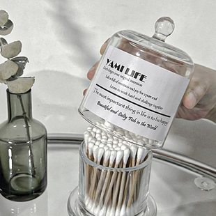 轻奢简约透明棉签盒玻璃盒带盖饰品首饰收纳盒牙签盒储物收纳