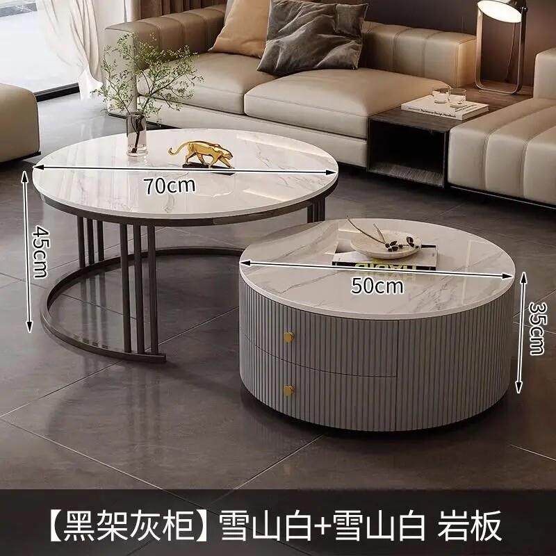 2025新款岩板圆形茶几客厅小户型家用简约现代网红小茶桌茶几桌