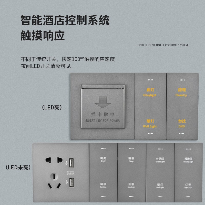 酒店开关面板宾馆床头柜客房开关插座酒K店智能开关轻触开关面板