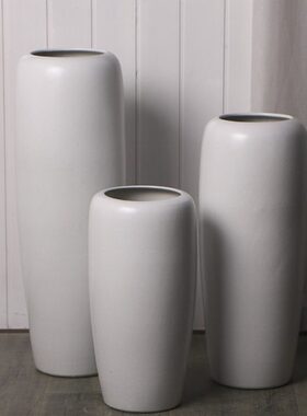白色陶瓷落地大花瓶摆件客厅插干鲜花富贵竹水培装饰品电视柜现代