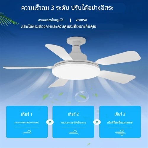 新款E27螺纹口北欧q大风力静音吊扇灯三挡正反转风遥控风扇灯