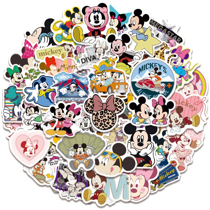 50张DSN米老鼠米奇米妮童话卡通周边创意益智贴纸装饰笔记本头盔