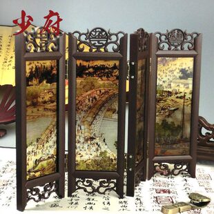 桌面漆器屏风摆件小屏风装饰仿古中国风特色小礼物出国工艺品礼物