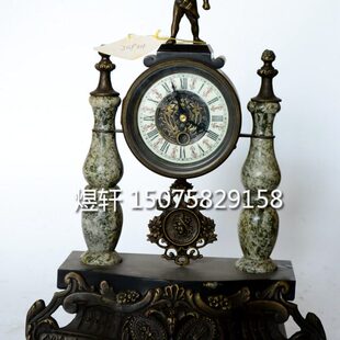 老式 钟表理石铜铸机械座钟 饰 古典样板间装 上弦落地钟 仿古立钟