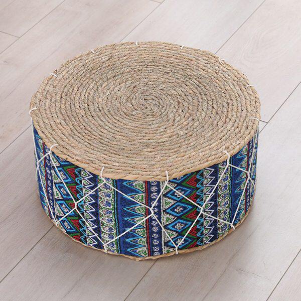 田园加厚草编蒲团榻榻米坐垫子布艺编织坐墩简约客厅飘窗家用地垫