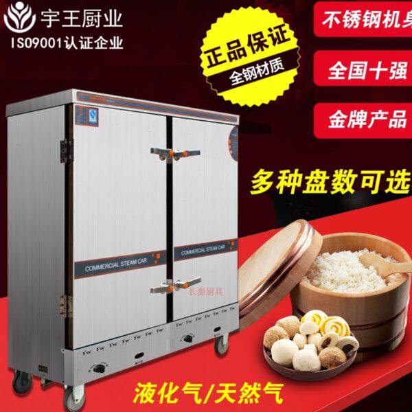 宇王 24盘蒸饭车48盘蒸饭柜商用蒸饭机燃气煤气全自动双门电蒸箱