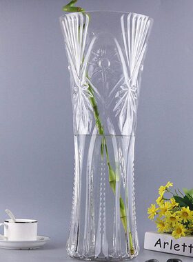 特大号花瓶玻璃透明大口径高50cm插花大号客厅摆件水培富贵竹落地