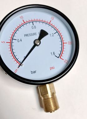 1.6bar 23psi 100mm 双刻度压力表 英文 Y-100 1.6bar=0.16mpa