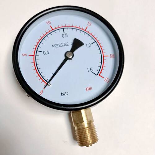 1.6bar 23psi 100mm 双刻度压力表 英文 Y-100 1.6bar=0.16mpa