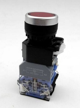 一佳带灯按钮开关自复位LA38-11DN电源开关红绿黄色22mm 220V 24V