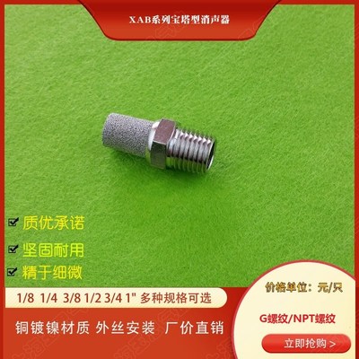 电磁阀消音器  不锈钢色消声器XAB-G01分2分3分4分6分1寸NPT 1/2