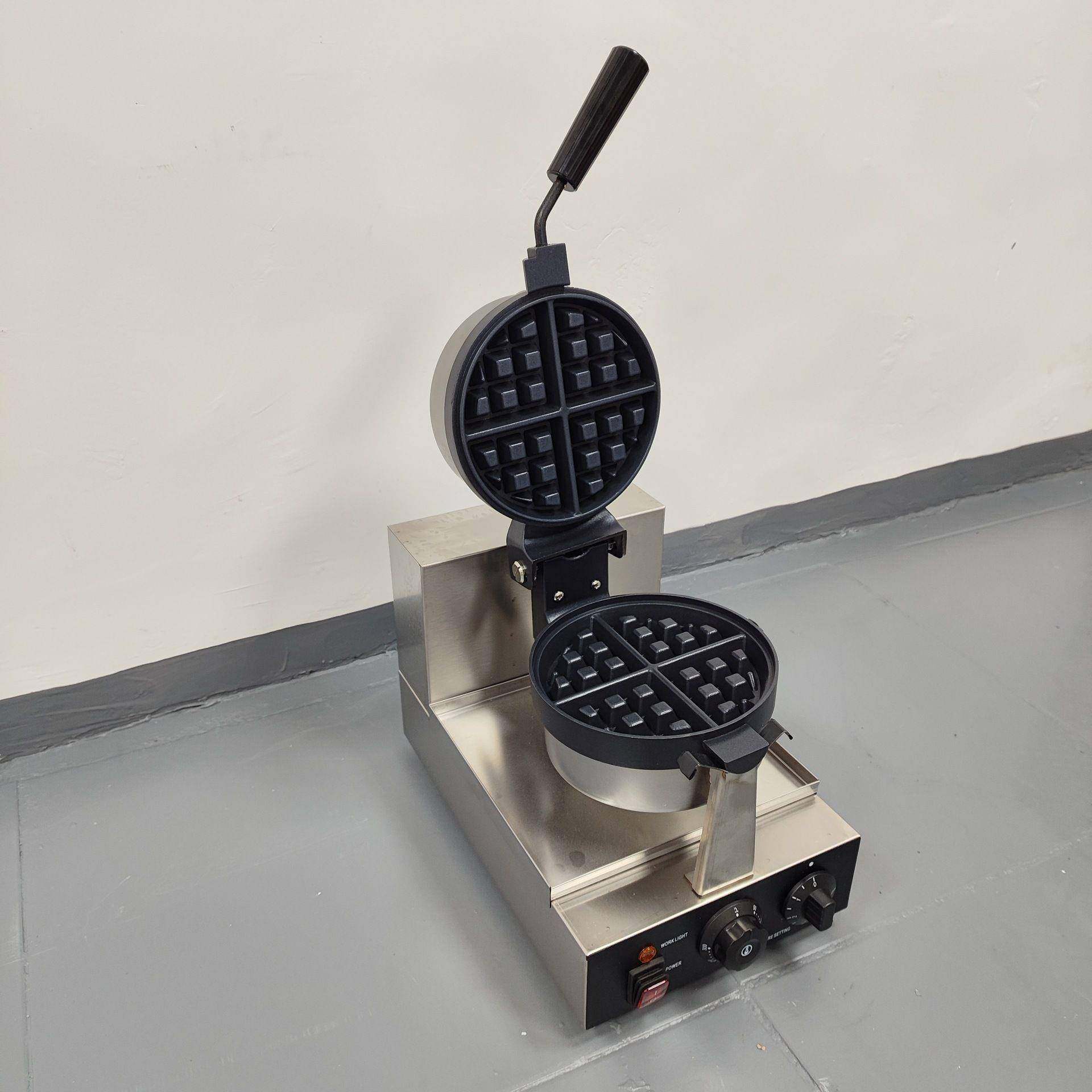 商用圆形电热华夫炉上下翻转单头华夫饼机全球插头烘焙早餐烤饼机