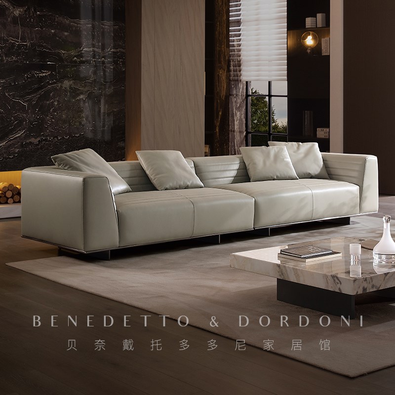罗杰真皮沙发客厅2025新款意式极简轻奢简Q约高端头层牛皮组合