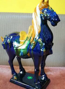 唐代瓷器 三彩马 高40厘米 仿唐工艺品 家居装饰 客厅摆件