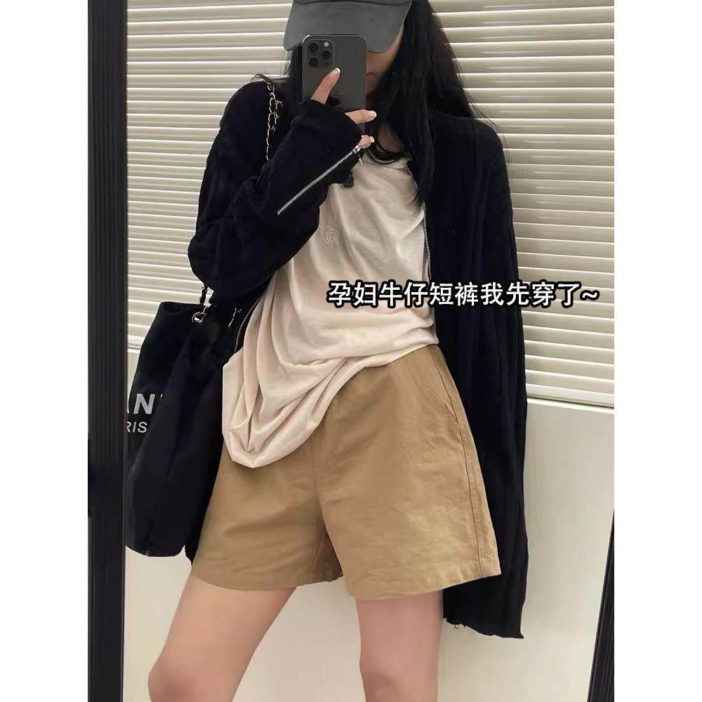 孕妇短裤女夏季薄款外穿孕妇裤子打底宽松阔腿裤水洗牛仔短裤夏装